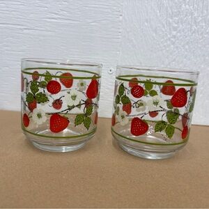 Vintage Anchor Hocking Strawberry Stacking Glasses Set of 2